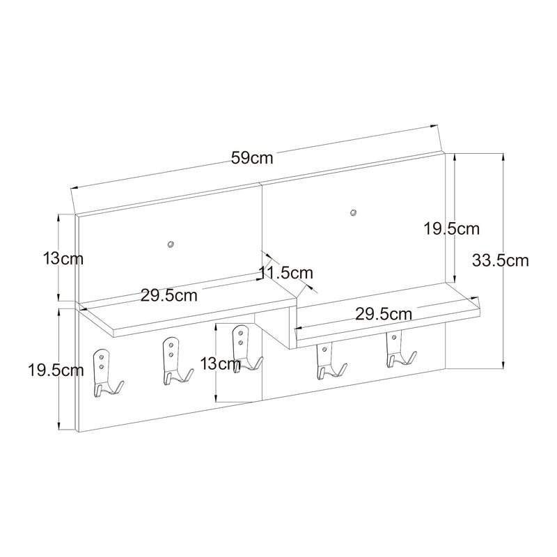 Maatschets Wandkapstok Botaruvn 34x59x13 cm beige wit en zwart [en.casa]