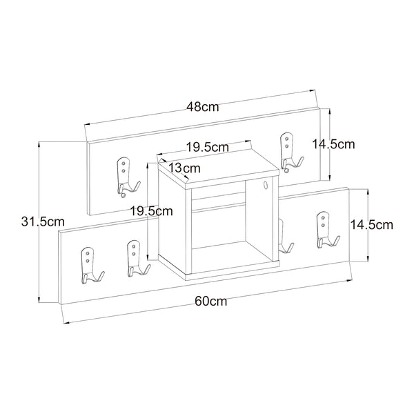 Wandkapstok Vänd 32x60x14 cm wit en zwart [en.casa]