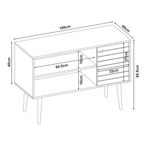 Tv meubel Vare 100x40x66 cm wit geel en walnootkleurig [en.casa]