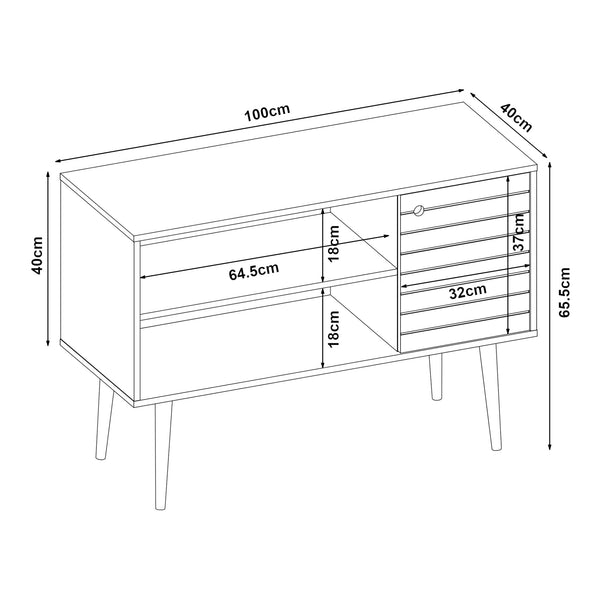 Tv meubel Vare 100x40x66 cm wit geel en walnootkleurig [en.casa]