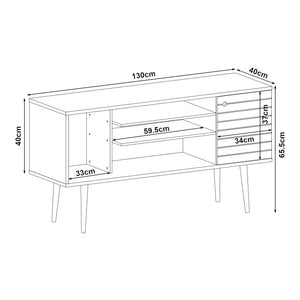 Tv-meubel Vare 130x40x66 cm wit en walnootkleurig [en.casa]
