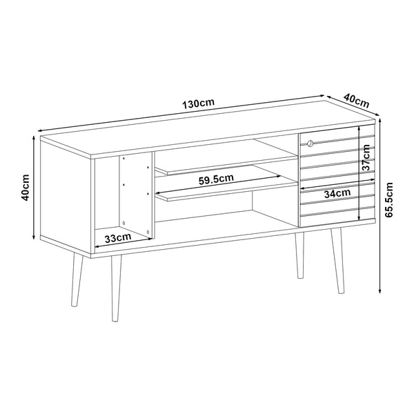Tv-meubel Vare 130x40x66 cm wit en walnootkleurig [en.casa]
