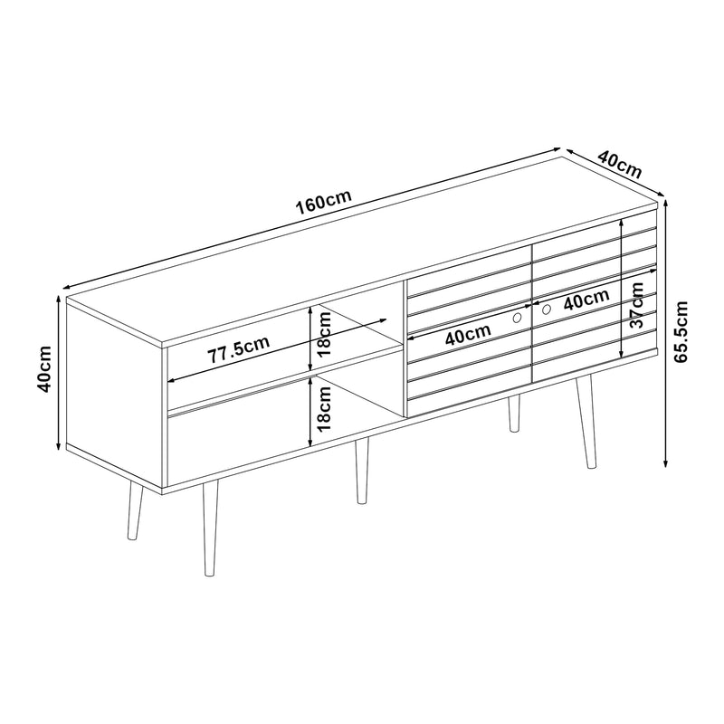 Maatschets Tv meubel Vare 160x40x66 cm zwart en walnootkleurig [en.casa]