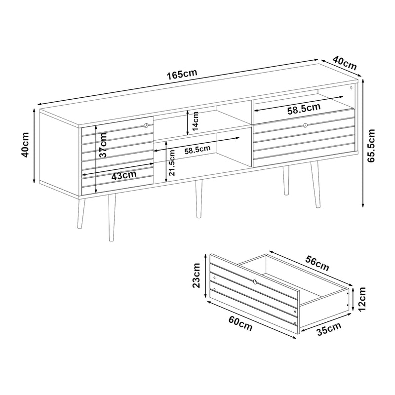 Maatschets Tv-meubel Vare 165x40x66 cm wit en walnootkleurig [en.casa]