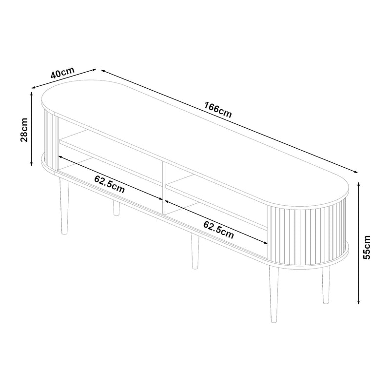 Maatschets Tv meubel Mapia 166x40x55 cm walnootkleurig [en.casa]