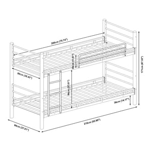 Stapelbed Bevapis 200x90 cm met ladder en uitvalbeveiliging zwart [en.casa]