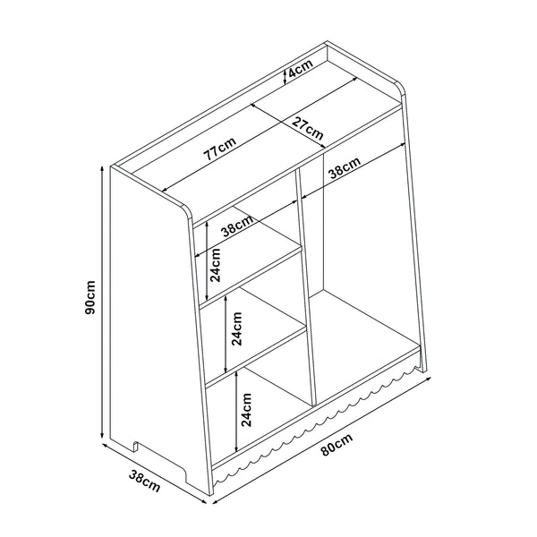 Kinderrek Vestnes 90x80x38 cm roze en wit [en.casa]
