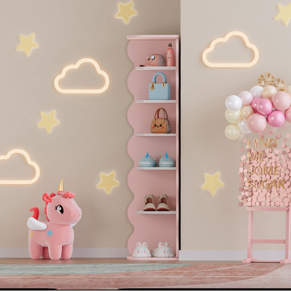Kinderschoenenrek Vestnes 108x27x27 cm roze en wit [en.casa]