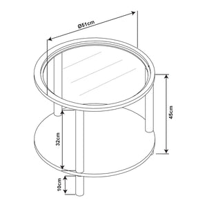 Bijzettafel Latama rond Ø51x45 cm zwart en brons [en.casa]
