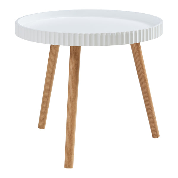 Bijzettafel Bongard rond 45xØ50 cm wit en naturel [en.casa]