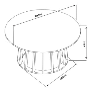 Salontafel Buzzard rond Ø90x45 cm betonkleurig en naturel [en.casa]