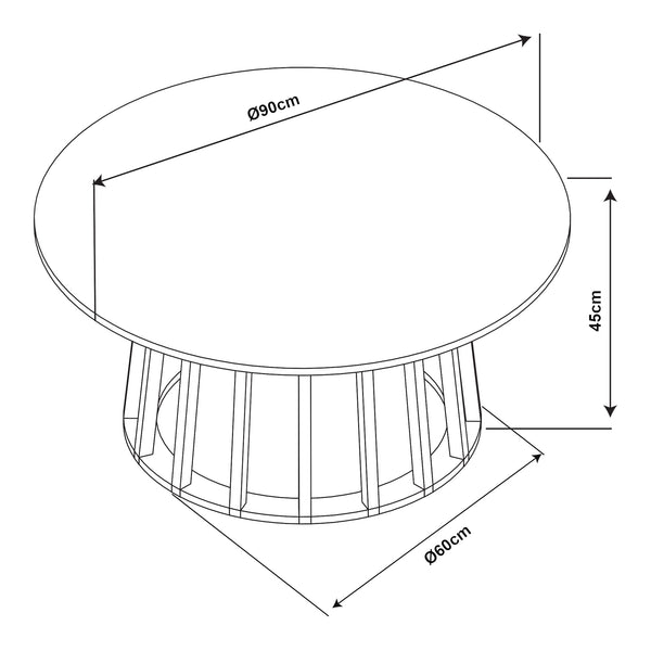 Salontafel Buzzard rond Ø90x45 cm betonkleurig en naturel [en.casa]