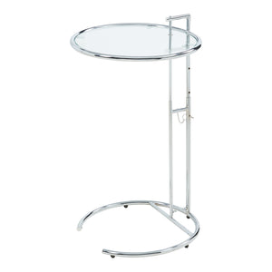 Bijzettafel Stare in hoogte verstelbaar Ø50 cm transparant en chroom [en.casa]