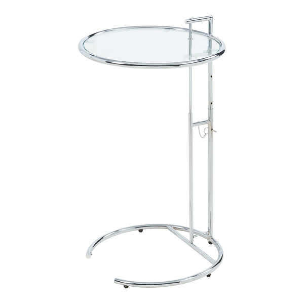 Bijzettafel Stare in hoogte verstelbaar Ø50 cm transparant en chroom [en.casa]