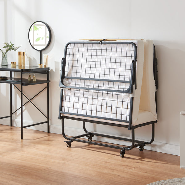 Opklapbed Lustendi 90x200 cm met matras zwart eiken en wit [en.casa]