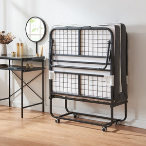 Opklapbed Borjavle 90x200 cm met traagschuim matras zwart grijs en wit [en.casa]