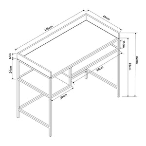 Bureau Belana 100x43x82 cm zwart en eikenkleurig [en.casa]