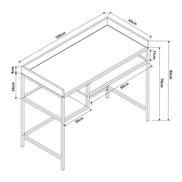 Bureau Belana 100x43x82 cm zwart en eikenkleurig [en.casa]
