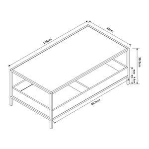 Salontafel Belana 100x48x39 cm zwart en eikenkleurig [en.casa]