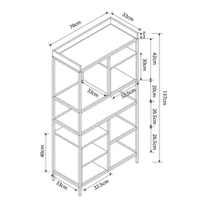 Boekenkast Belana 137x70x33 cm zwart en eikenkleurig [en.casa]
