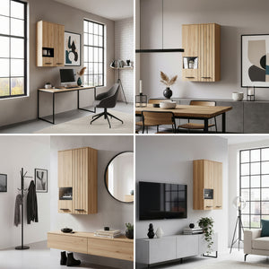 Hangkast Noppen wandkast 98x60x35 cm eikenkleurig [en.casa]