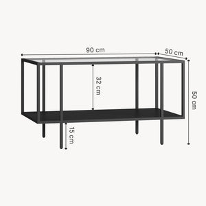 Salontafel Nynna gehard glas 90x50x50 cm zwart [en.casa]