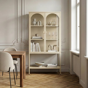 Vitrinekast Klippestad 160x80x35 cm camel [en.casa] 
