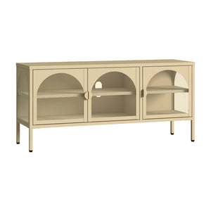 Dressoir Klippestad vitrinekast 118x35x55 cm camel [en.casa]
