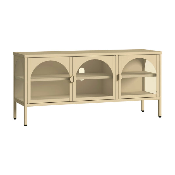 Dressoir Klippestad vitrinekast 118x35x55 cm camel [en.casa]