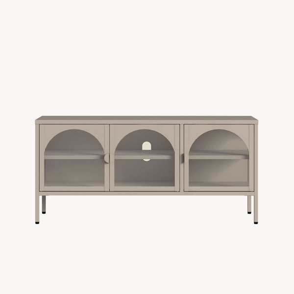 Dressoir Klippestad vitrinekast 118x35x55 cm camel [en.casa]