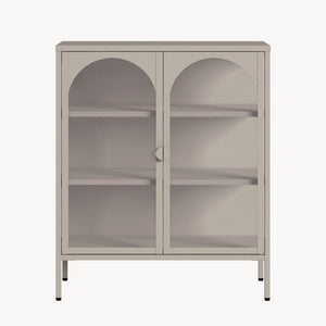 Dressoir Klippestad vitrinekast 95x80x35 cm camel [en.casa]