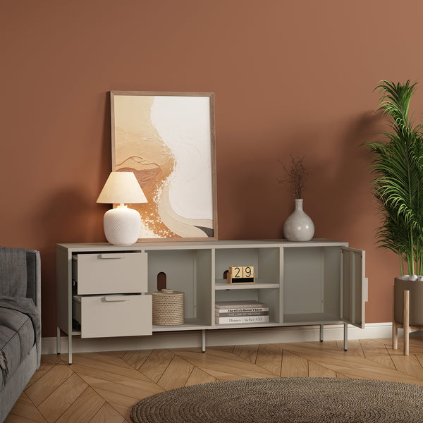 TV meubel Kliri met lades en deur 150x35x58 cm camel [en.casa] 