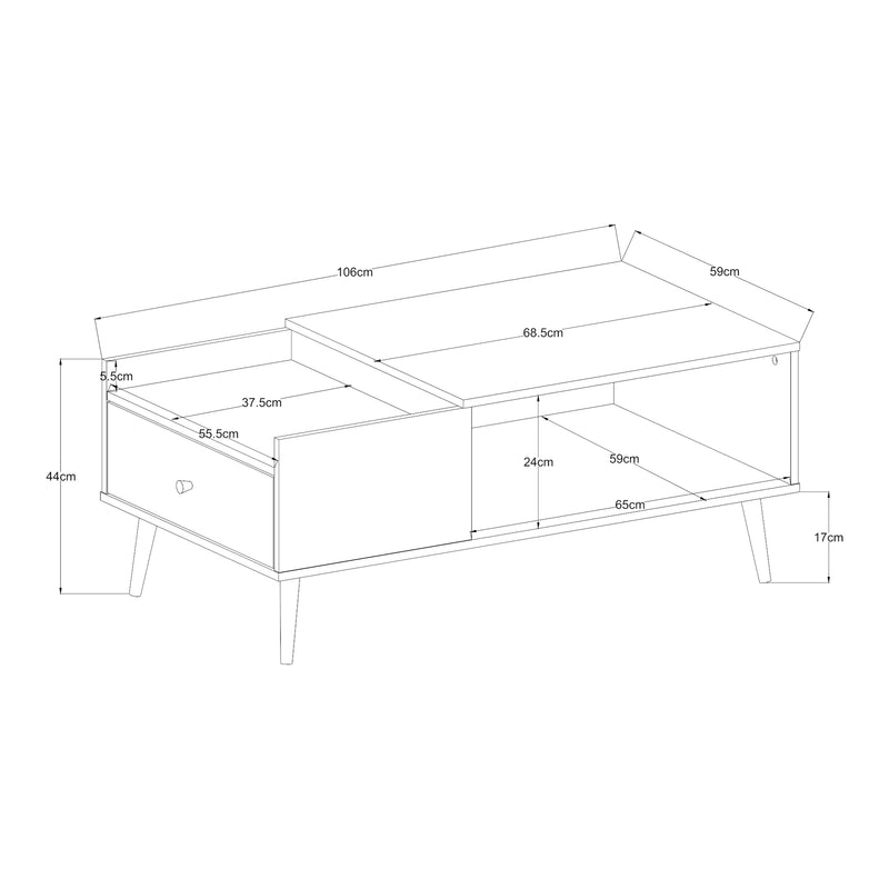 Maatschets Salontafel Hallevil 106x59x44 cm wit [en.casa]