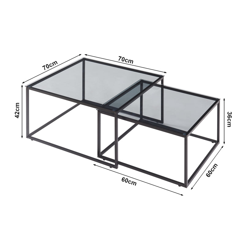 Maatschets Salontafel Tromlaslo set van 2 grijs en zwart [en.casa]