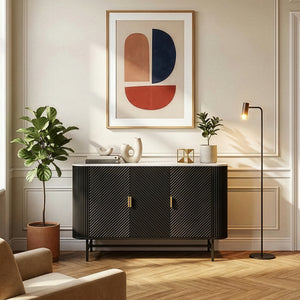 Dressoir Olvehok 110x40x77 cm marmerlook wit en zwart [en.casa] 