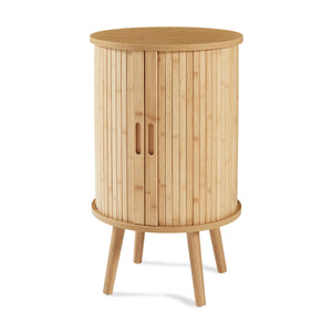 Nachtkastje Nordkapp met schuifdeuren rond bijzettafeltje 65x40 cm naturel [en.casa] 