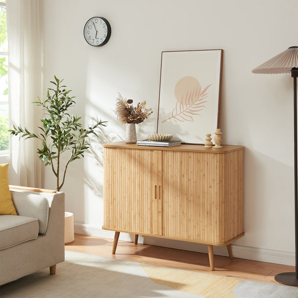 Sideboard Nordkapp dressoir met schuifdeuren 100x40x80 cm naturel [en.casa]