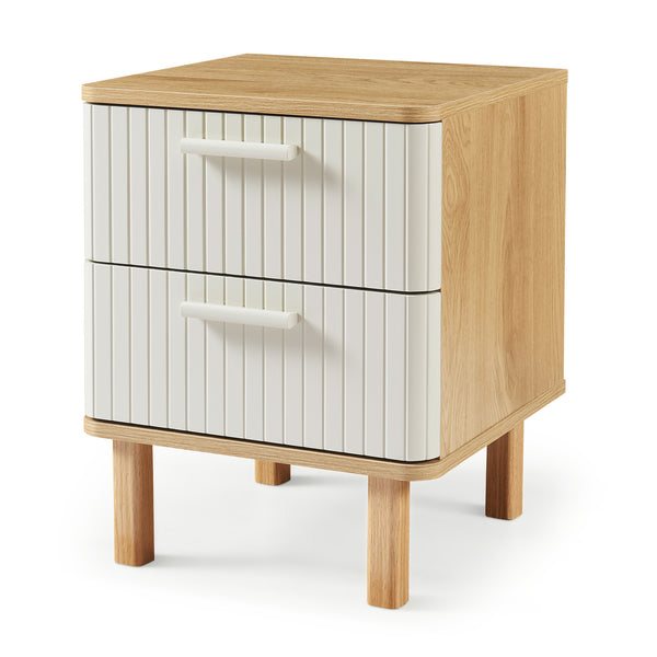 Nachtkastje Ferrersp 50x40x40 cm eikenkleurig havermout en naturel [en.casa]