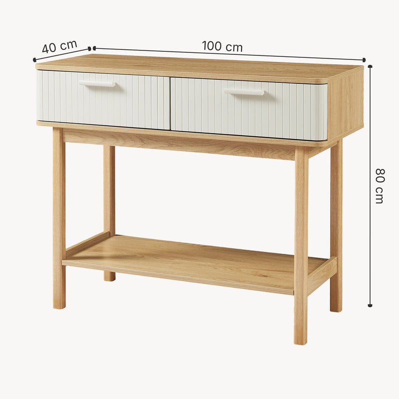 Maatschets Consoletafel Ferrersp 100x40x80 cm eikenkleurig havermout en naturel [en.casa]