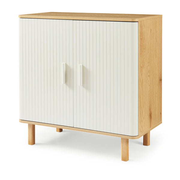 Commode Ferrersp 80x80x40 cm eikenkleurig havermout en naturel [en.casa]