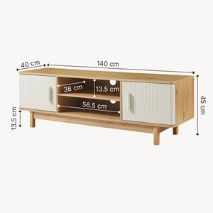 Tv meubel Ferrersp 140x40x45 cm eikenkleurig havermout en naturel [en.casa]