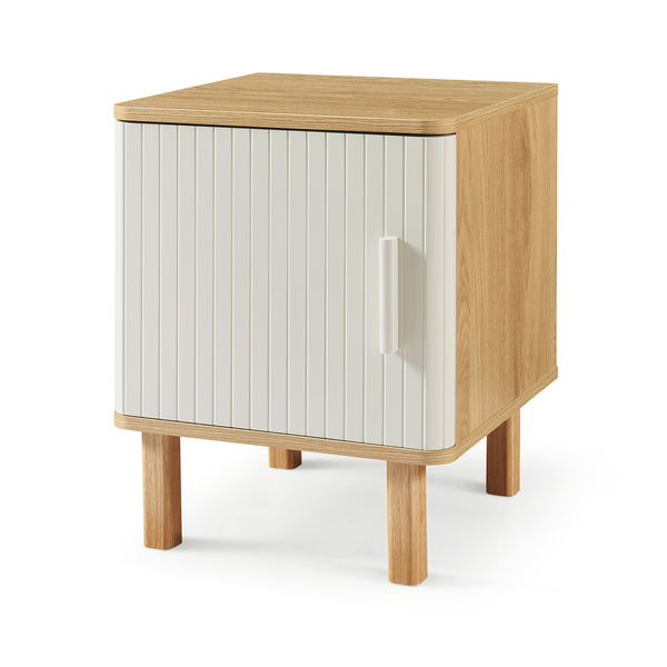 Nachtkast Ferrersp 50x40x40 cm eikenkleurig havermout en naturel [en.casa]