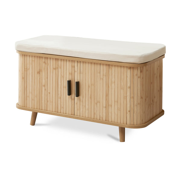 Schoenenkast Tvedestrand met zitkussen 50x80x40 cm naturel en beige [en.casa]
