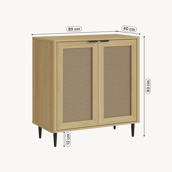 Commode Lukhomso 83x80x40 cm eikenkleurig en zwart [en.casa]