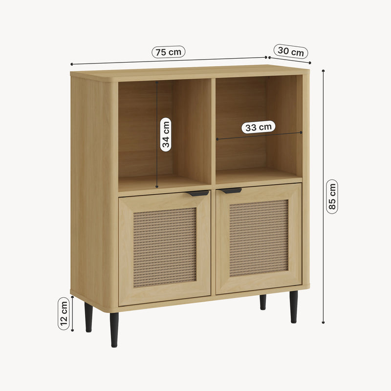 Maatschets Commode Lukhomso 85x75x30 cm eikenkleurig en zwart [en.casa] 