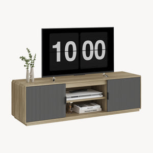 TV meubel Trömi 150x40x43 cm eikenkleurig en grijs [en.casa] 