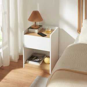 Nachtkastje Kuorshare 55x42x37 cm wit en eikenkleurig [en.casa]