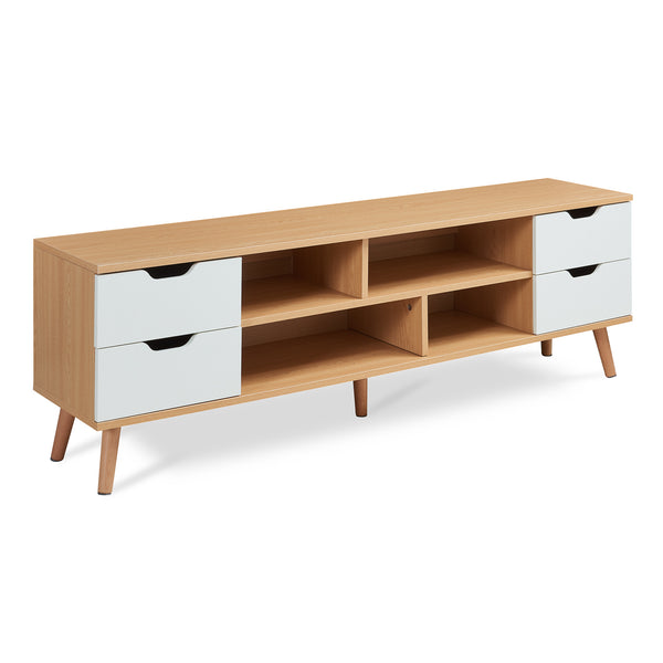 Tv-meubel Bordkak 140x30x45 cm eikenkleurig en wit [en.casa]