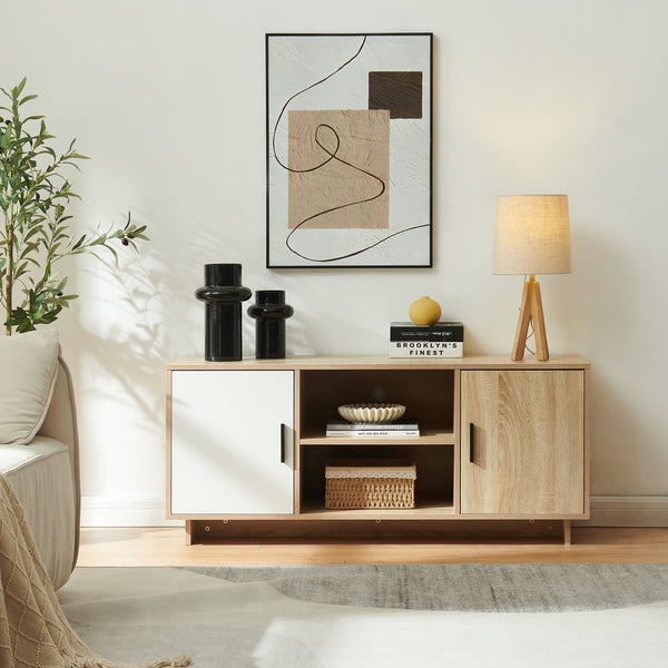 Tv-meubel Kenta 120x39x52 cm sonoma eiken en wit [en.casa] 