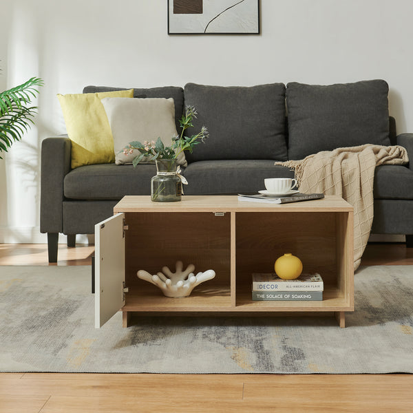 Salontafel Kenta 80x45x40 cm Sonoma-eikenlook/wit [en.casa]